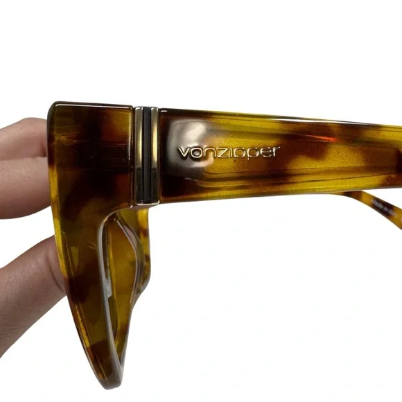 Von Zipper Overture Sunglasses Square Tortoise Brown Frame Lenses Italy